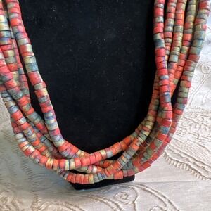 Vintage African Trade Beads 5 Strand Necklace